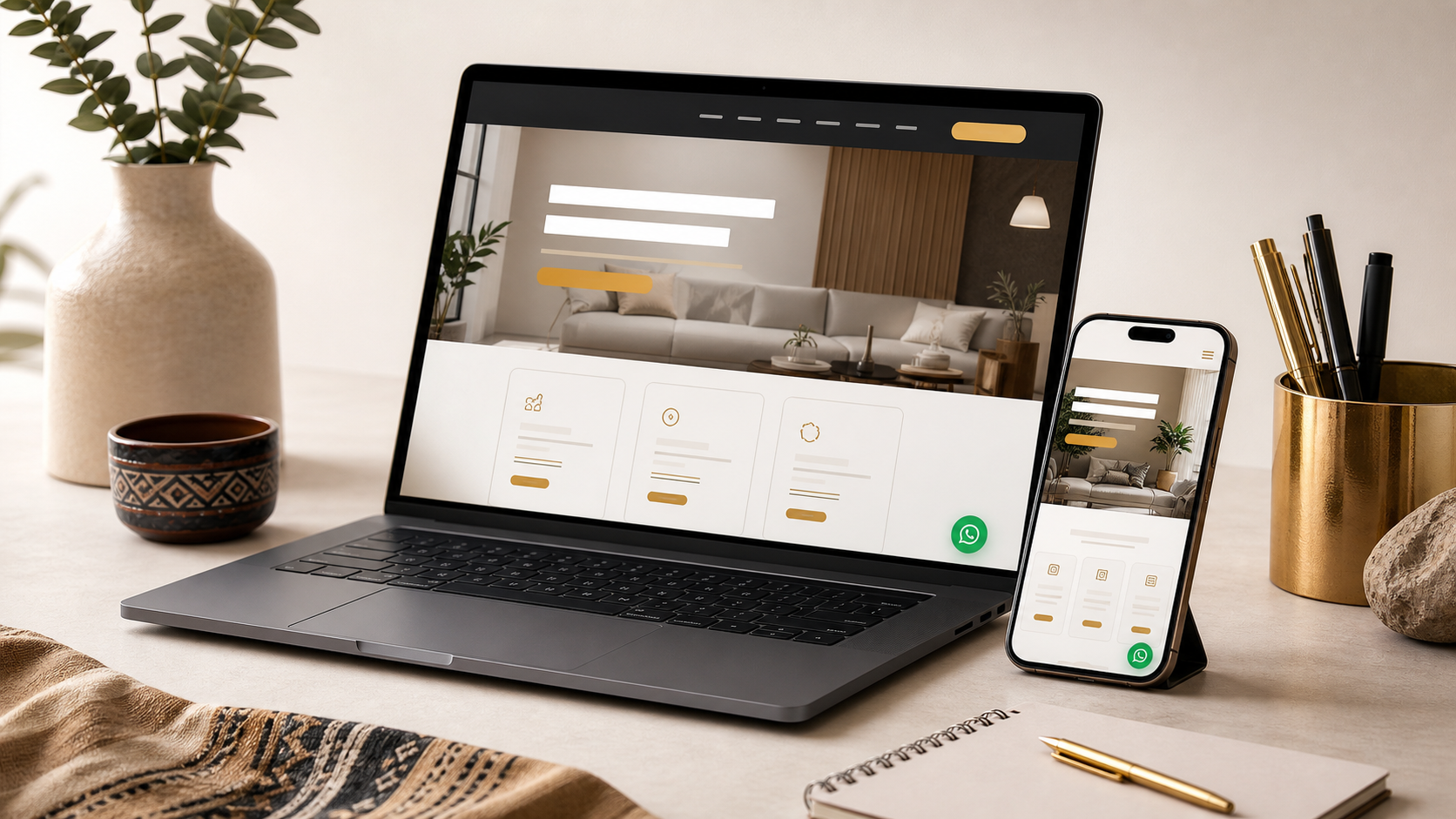 Mockup de pagina web moderna para negocio peruano